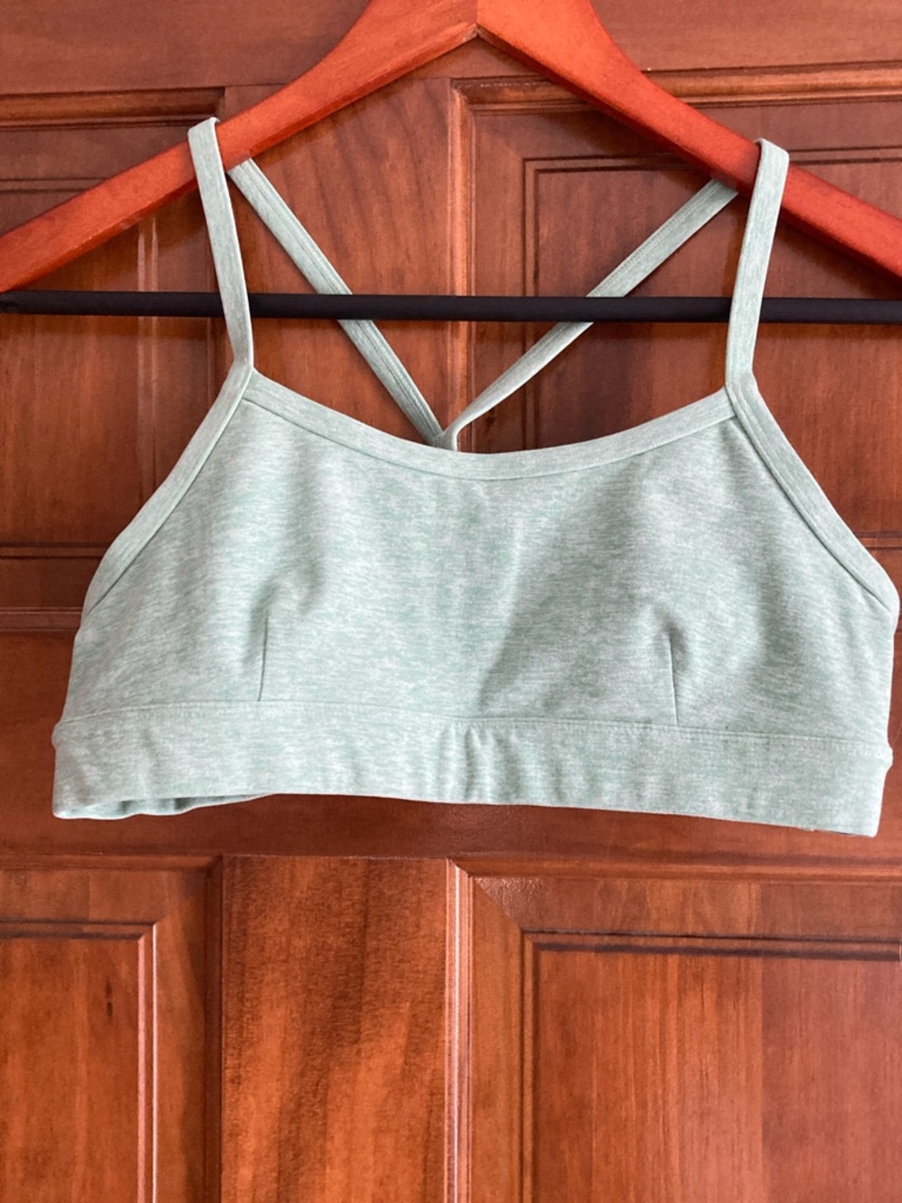 ALO YOGA Seamless Sage Green Bralette with Cross-Back Straps